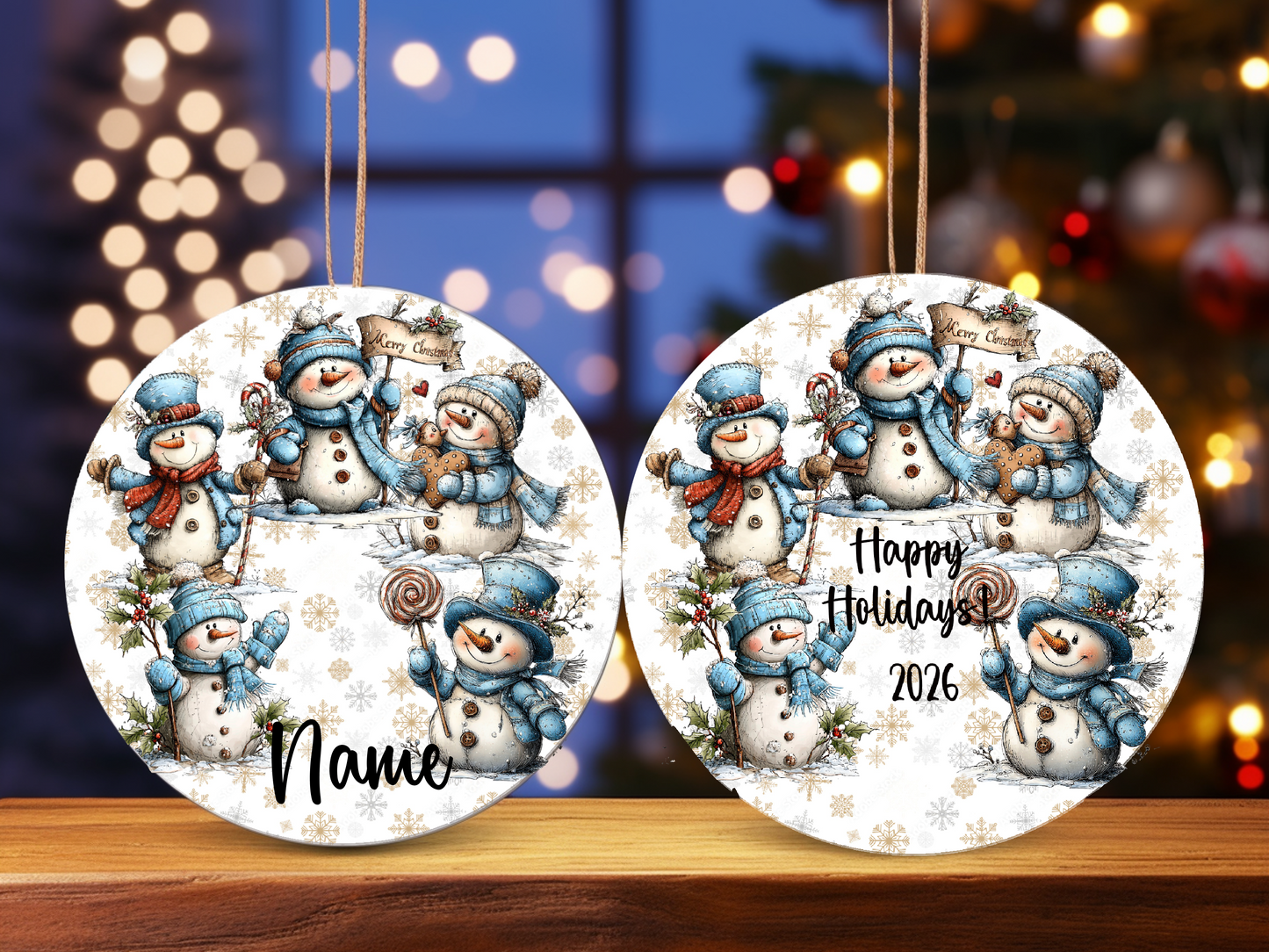 Personalized Whimsical Snowman Ornament • Custom Name Christmas Ornament • Happy Holidays 2026 Winter Gift (2025-26)