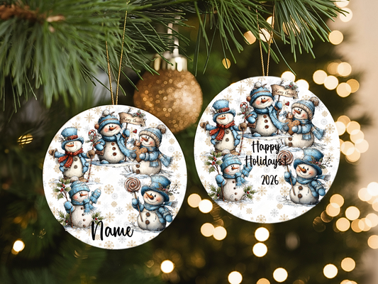 Personalized Whimsical Snowman Ornament • Custom Name Christmas Ornament • Happy Holidays 2026 Winter Gift (2025-26)