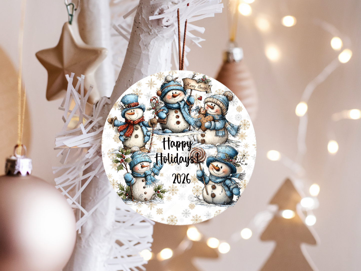 Personalized Whimsical Snowman Ornament • Custom Name Christmas Ornament • Happy Holidays 2026 Winter Gift (2025-26)