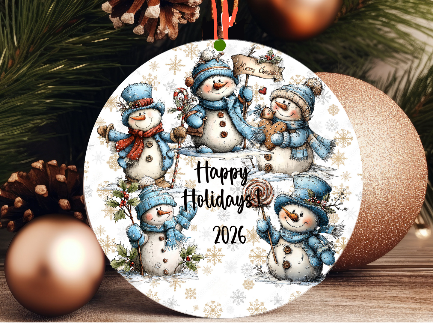 Personalized Whimsical Snowman Ornament • Custom Name Christmas Ornament • Happy Holidays 2026 Winter Gift (2025-26)