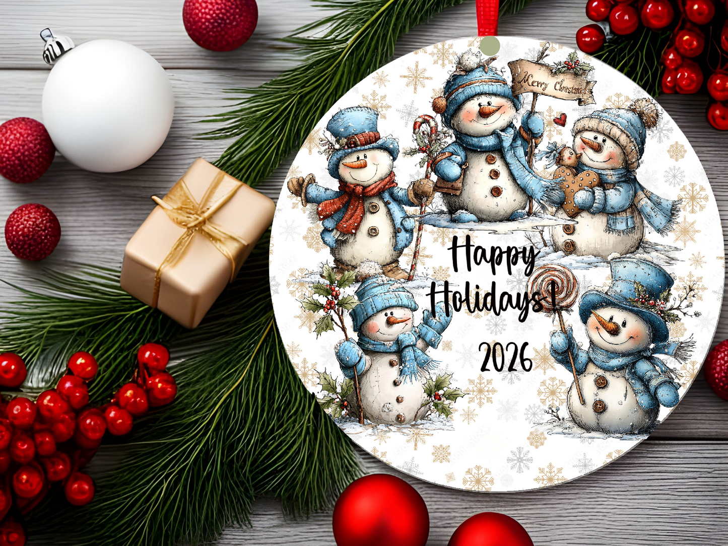 Personalized Whimsical Snowman Ornament • Custom Name Christmas Ornament • Happy Holidays 2026 Winter Gift (2025-26)