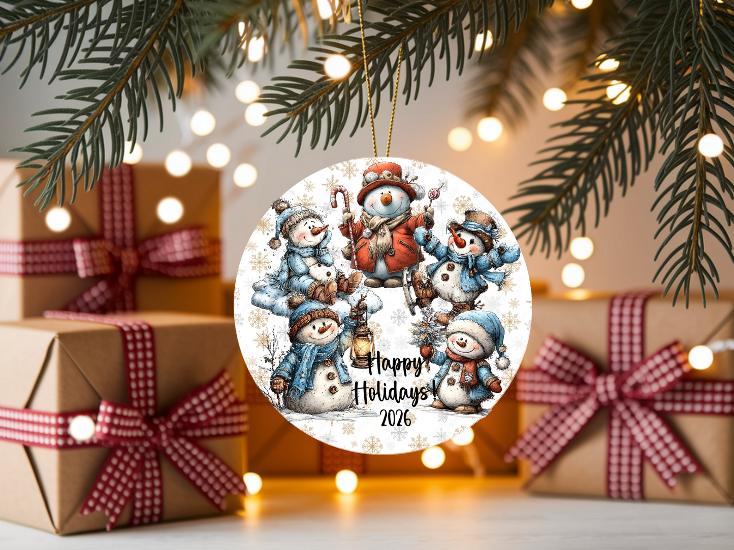 Personalized Whimsical Snowman Ornament • Custom Name Christmas Ornament • Happy Holidays 2026 (2025-28)