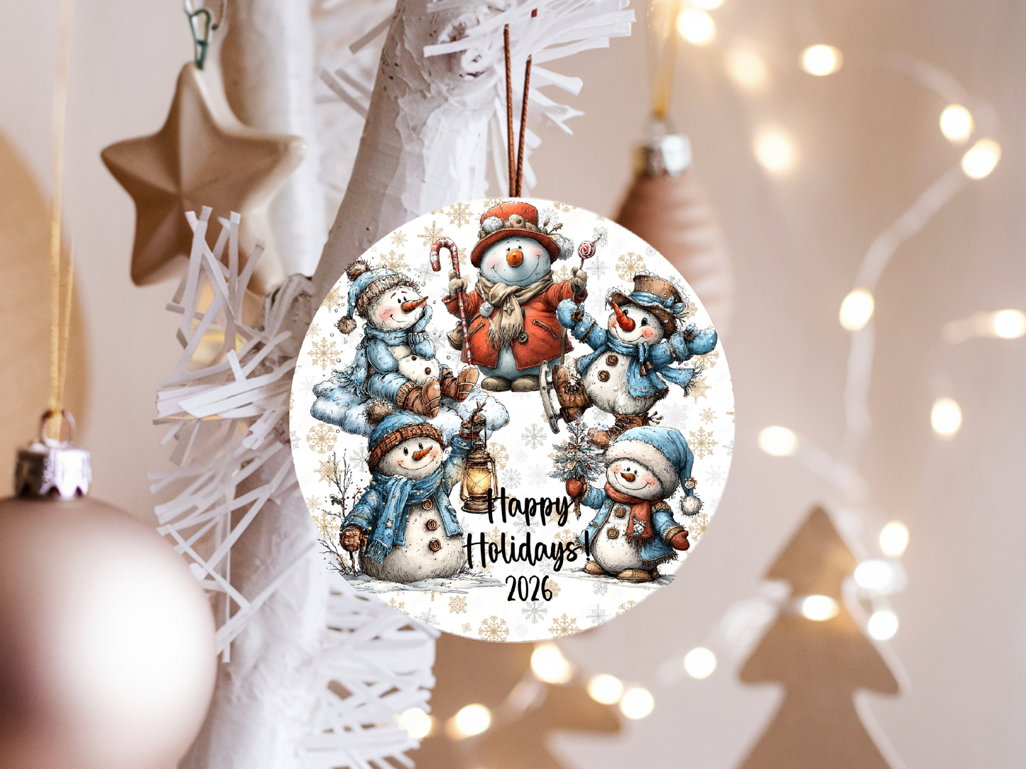 Personalized Whimsical Snowman Ornament • Custom Name Christmas Ornament • Happy Holidays 2026 (2025-28)