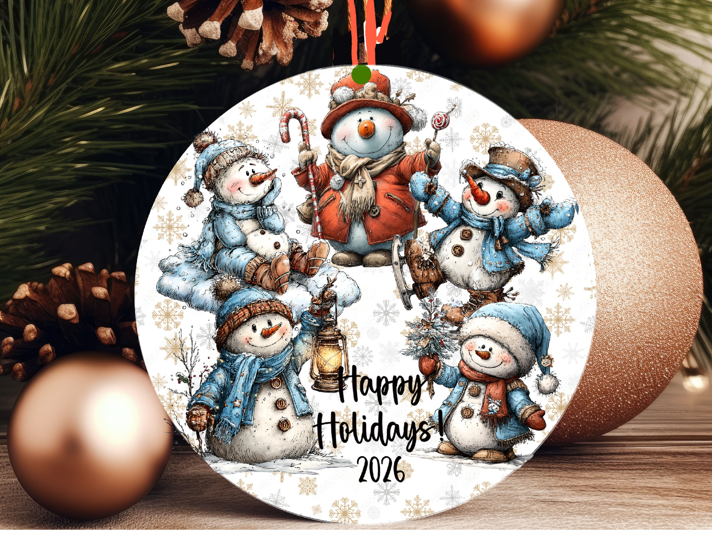 Personalized Whimsical Snowman Ornament • Custom Name Christmas Ornament • Happy Holidays 2026 (2025-28)