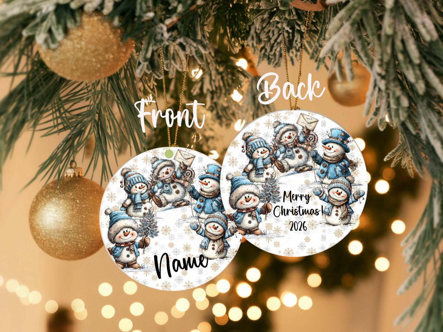 Personalized Whimsical Snowman Ornament • Quirky Christmas Ornament • Custom Name Holiday Gift • Cute Snowmen Decor • 2026 Keepsake (2025-01)