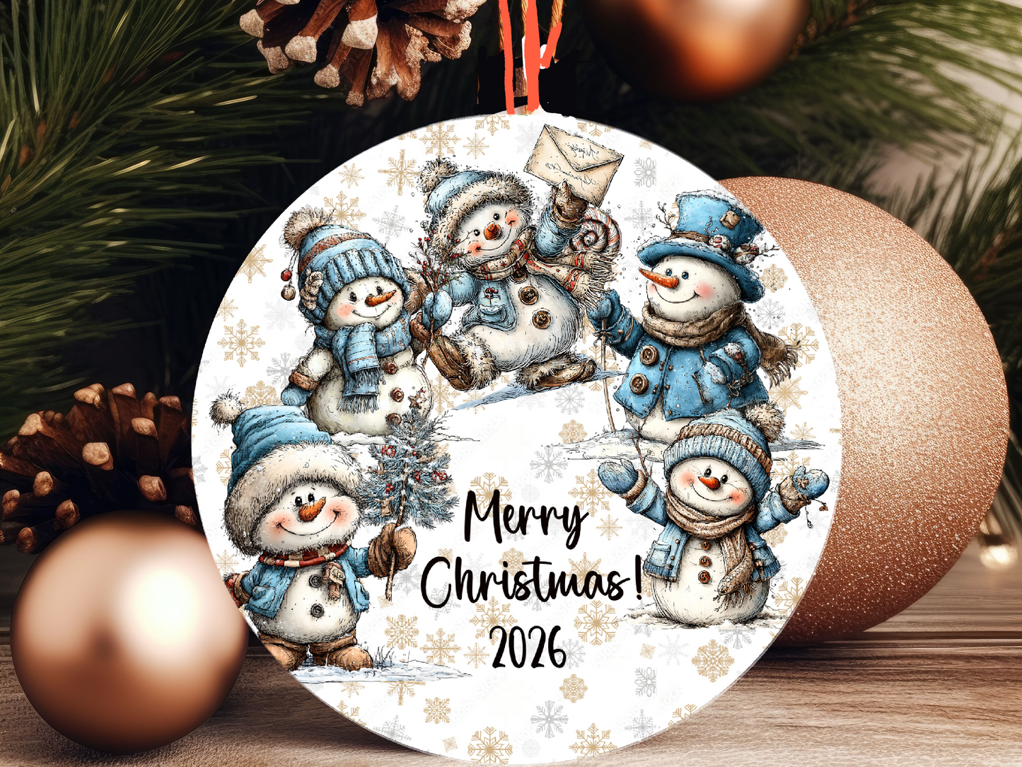 Personalized Whimsical Snowman Ornament • Quirky Christmas Ornament • Custom Name Holiday Gift • Cute Snowmen Decor • 2026 Keepsake (2025-01)