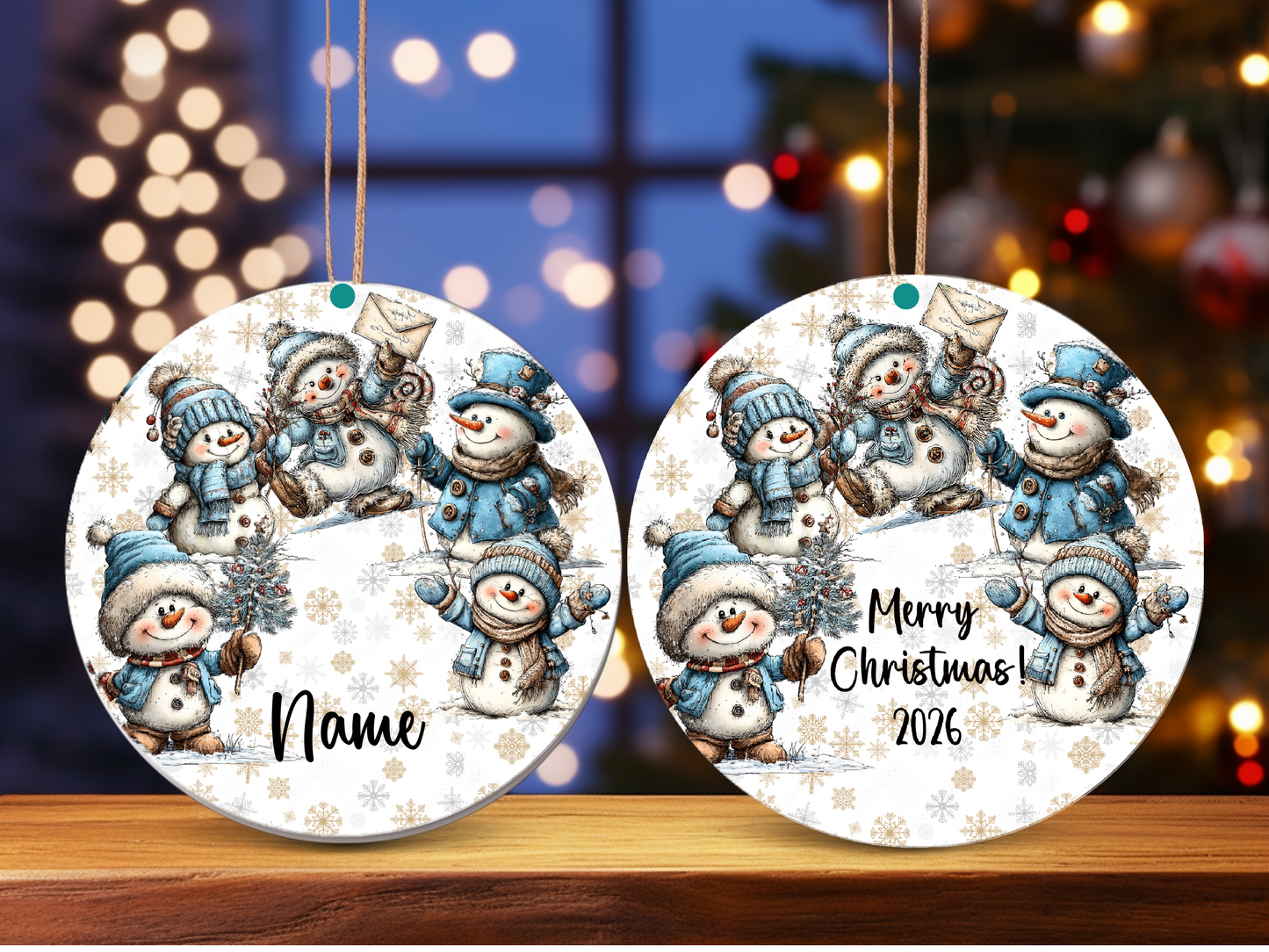 Personalized Whimsical Snowman Ornament • Quirky Christmas Ornament • Custom Name Holiday Gift • Cute Snowmen Decor • 2026 Keepsake (2025-01)