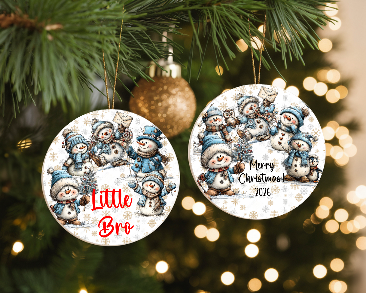 Personalized Whimsical Snowman Ornament • Quirky Christmas Ornament • Custom Name Holiday Gift • Cute Snowmen Decor • 2026 Keepsake (2025-01)