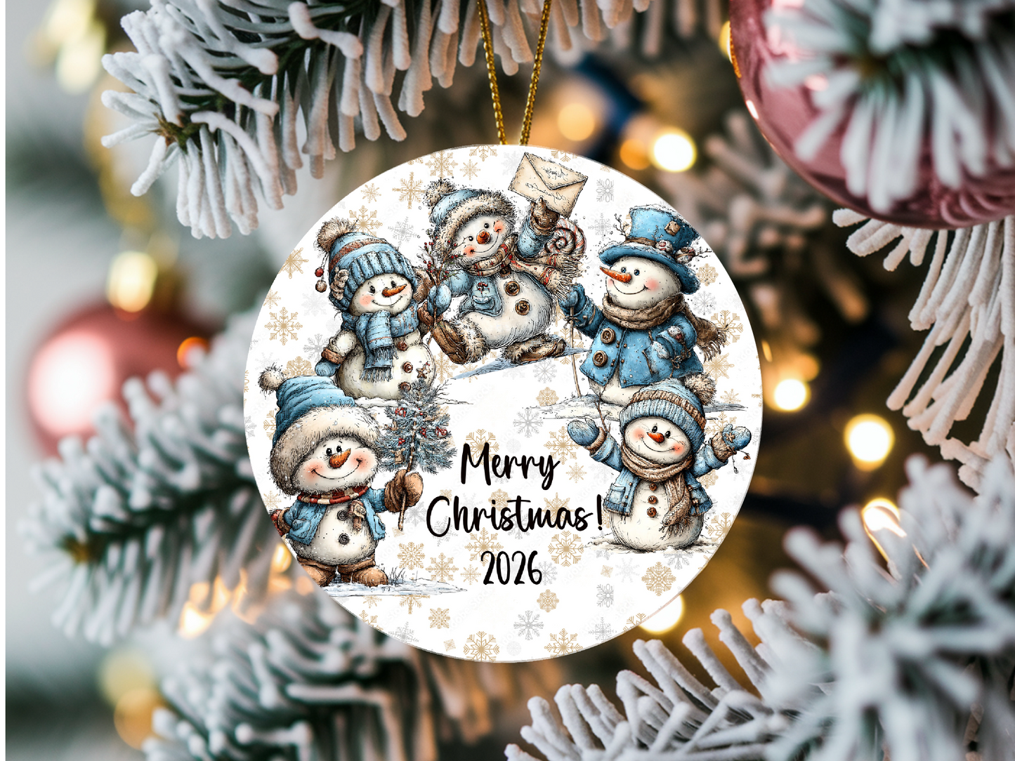 Personalized Whimsical Snowman Ornament • Quirky Christmas Ornament • Custom Name Holiday Gift • Cute Snowmen Decor • 2026 Keepsake (2025-01)