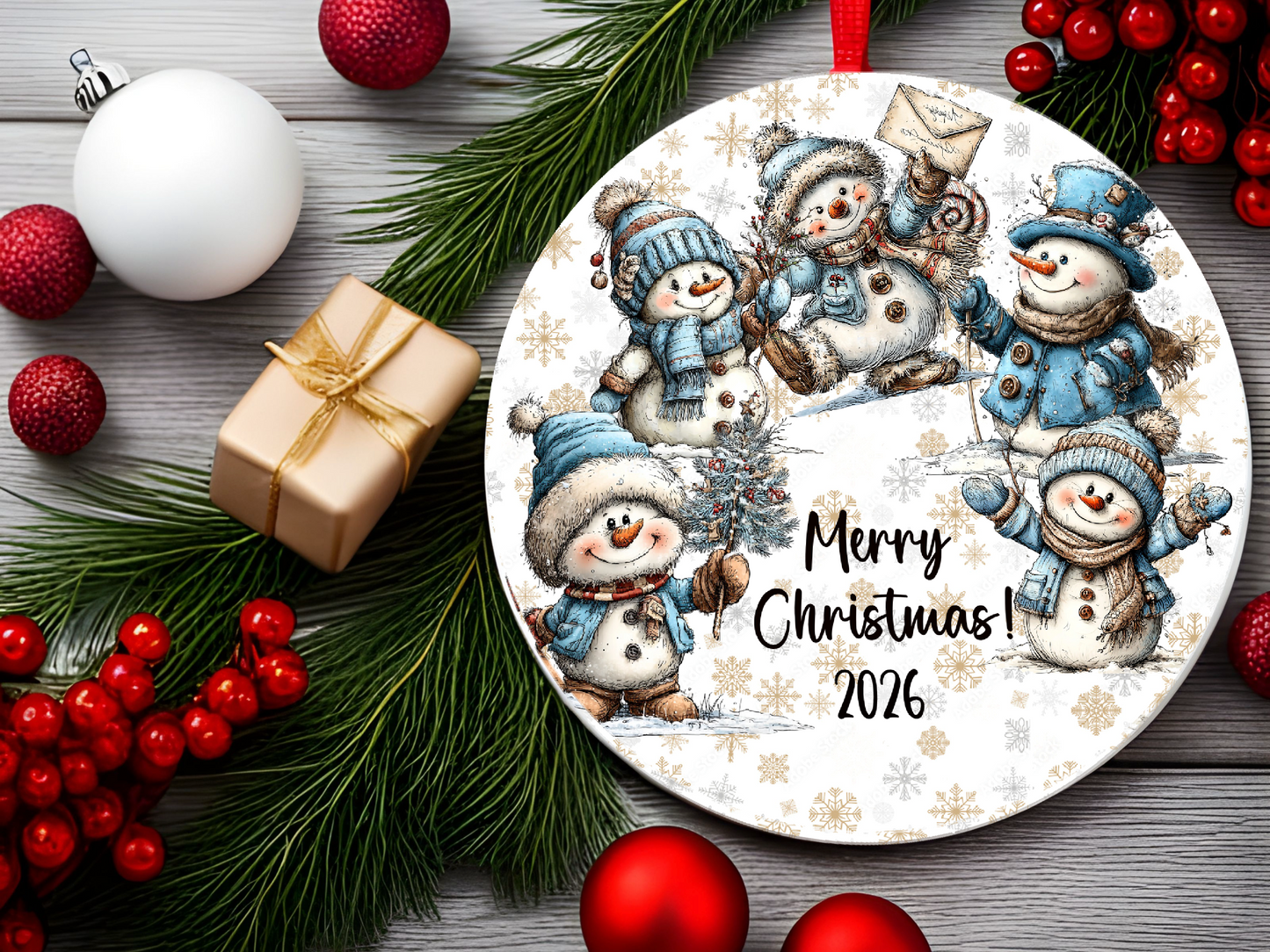 Personalized Whimsical Snowman Ornament • Custom Name Ornament • 2026 Merry Christmas Holiday Gift (2025-03)