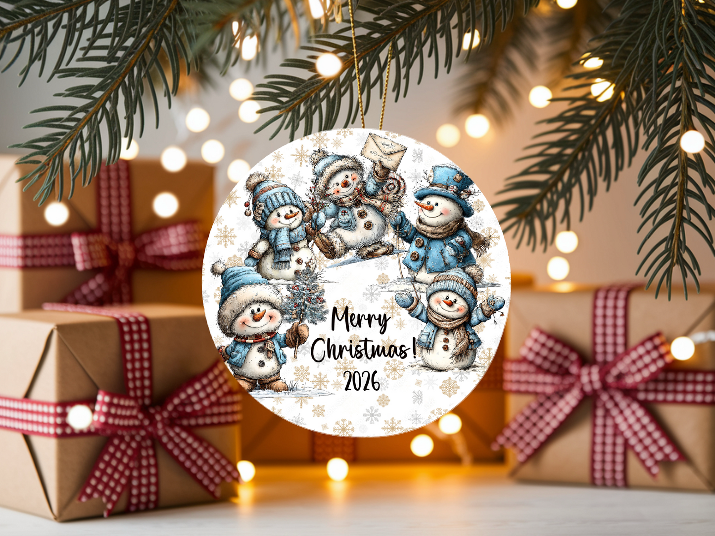 Personalized Whimsical Snowman Ornament • Quirky Christmas Ornament • Custom Name Holiday Gift • Cute Snowmen Decor • 2026 Keepsake (2025-01)