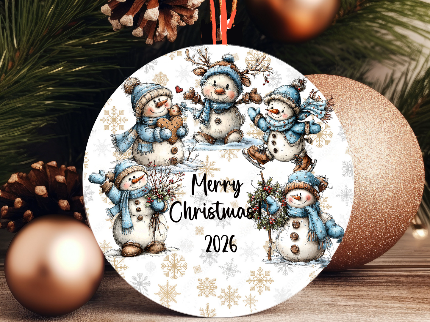 Personalized Whimsical Snowman Ornament • Custom Name Christmas Ornament • Merry Christmas 2026 Holiday Gift (2025-08)