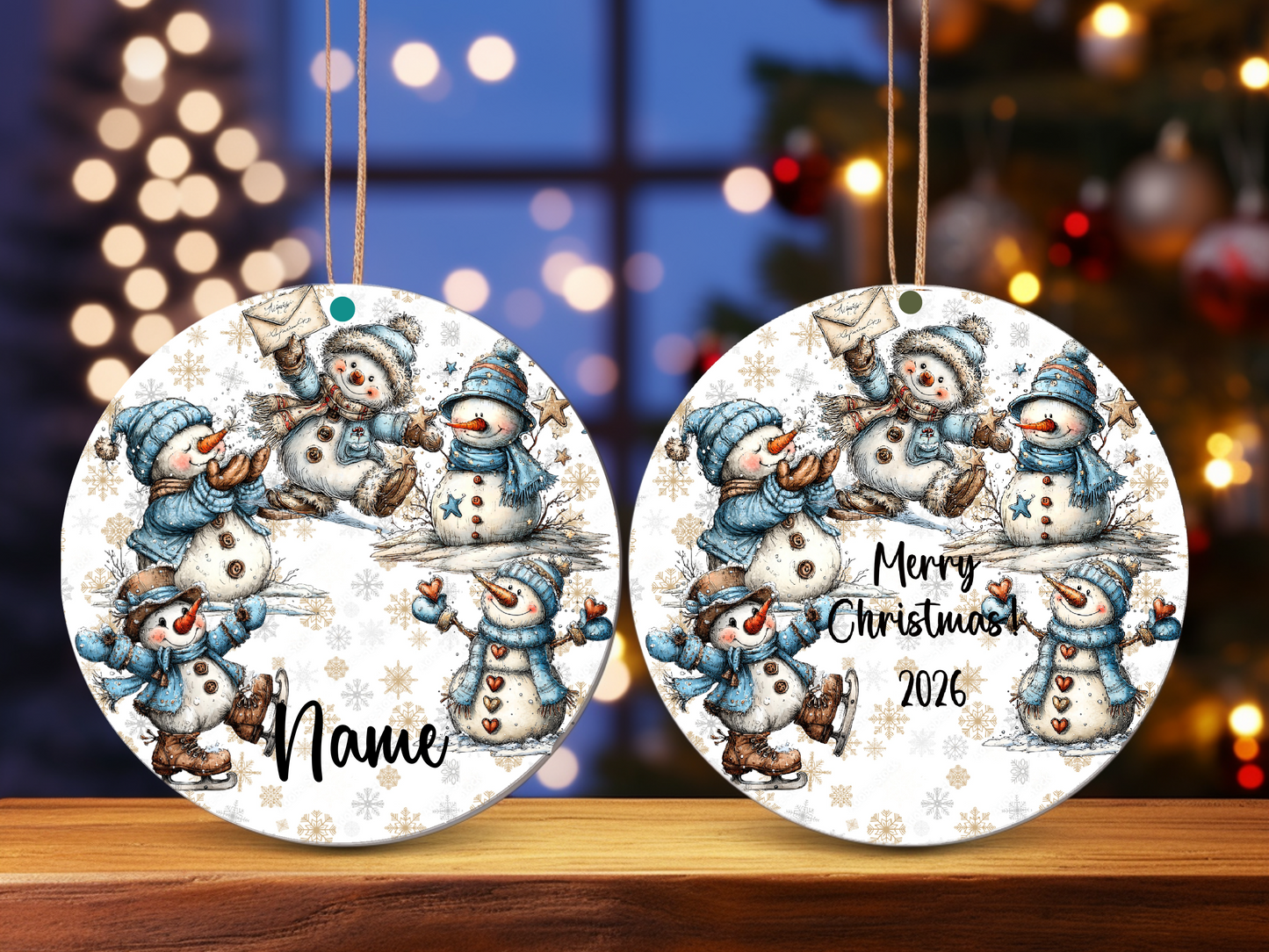 Personalized Whimsical Snowman Ornament • Custom Name Christmas Ornament • Merry Christmas 2026 Holiday Gift (2025-08)