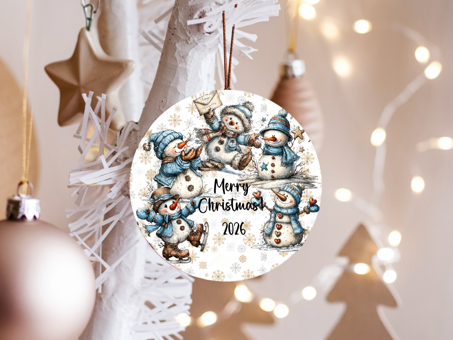 Personalized Whimsical Snowman Ornament • Custom Name Christmas Ornament • Merry Christmas 2026 Holiday Gift (2025-08)