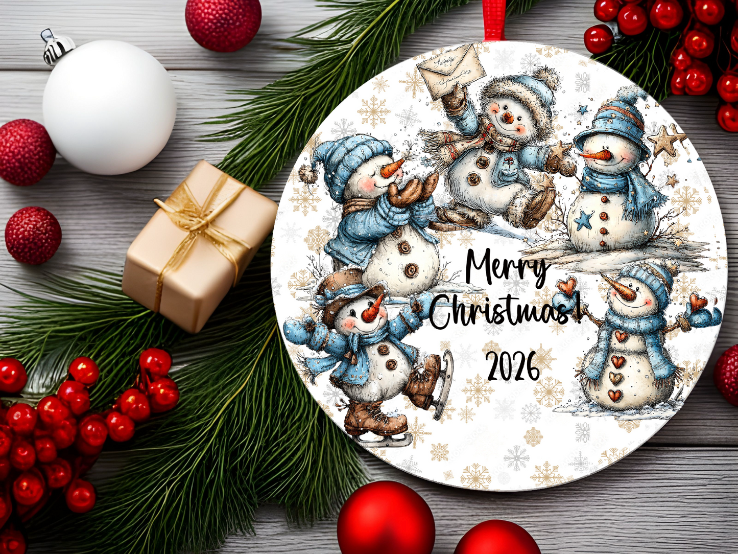 Personalized Whimsical Snowman Ornament • Custom Name Christmas Ornament • Merry Christmas 2026 Holiday Gift (2025-08)