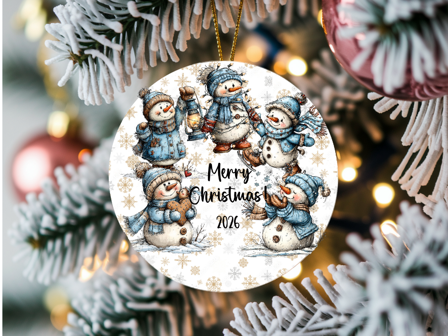 Personalized Whimsical Snowman Ornament • Custom Name Christmas Ornament • Merry Christmas 2026 Holiday Gift (2025-09)