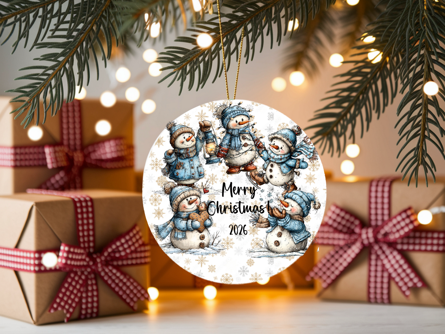 Personalized Whimsical Snowman Ornament • Custom Name Christmas Ornament • Merry Christmas 2026 Holiday Gift (2025-09)