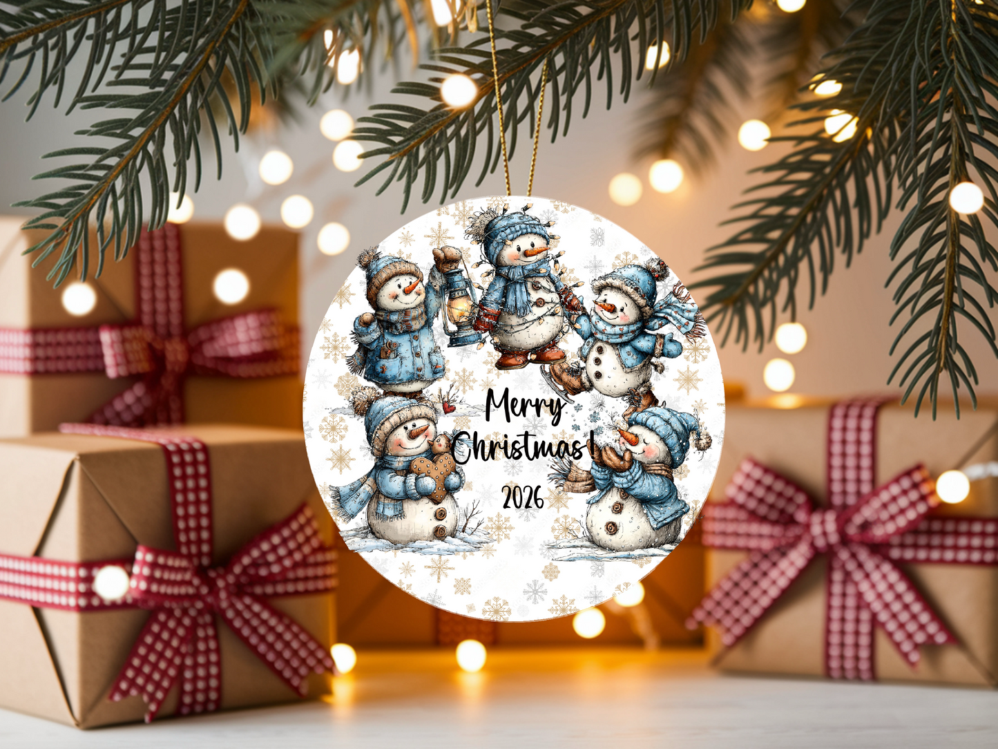 Personalized Whimsical Snowman Ornament • Custom Name Christmas Ornament • Merry Christmas 2026 Holiday Gift (2025-09)