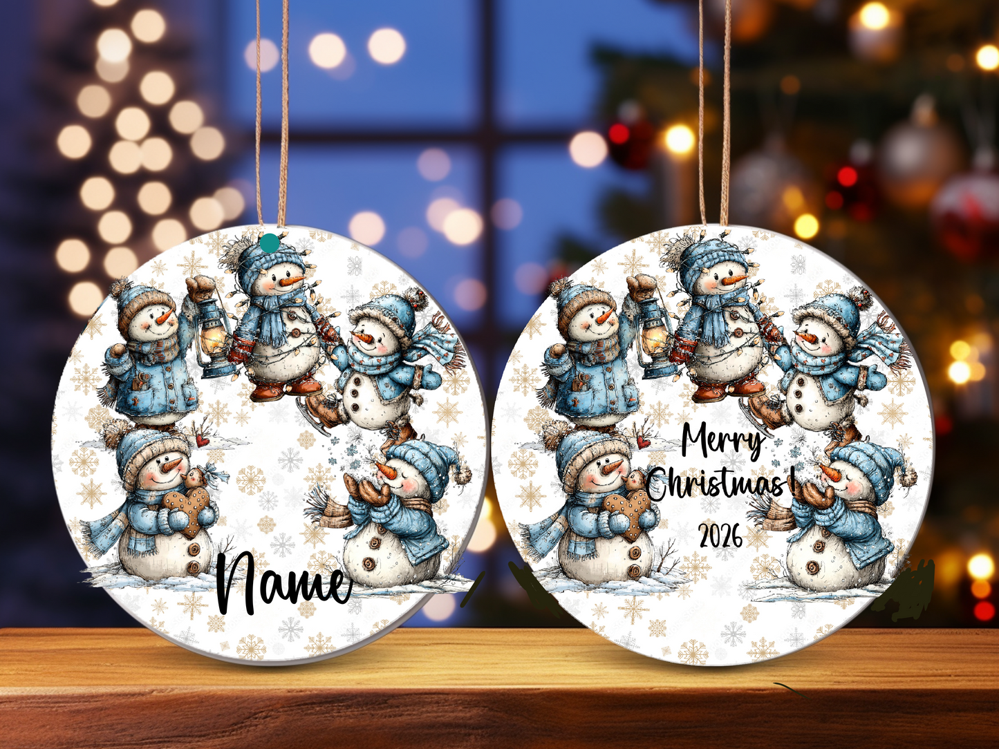 Personalized Whimsical Snowman Ornament • Custom Name Christmas Ornament • Merry Christmas 2026 Holiday Gift (2025-09)
