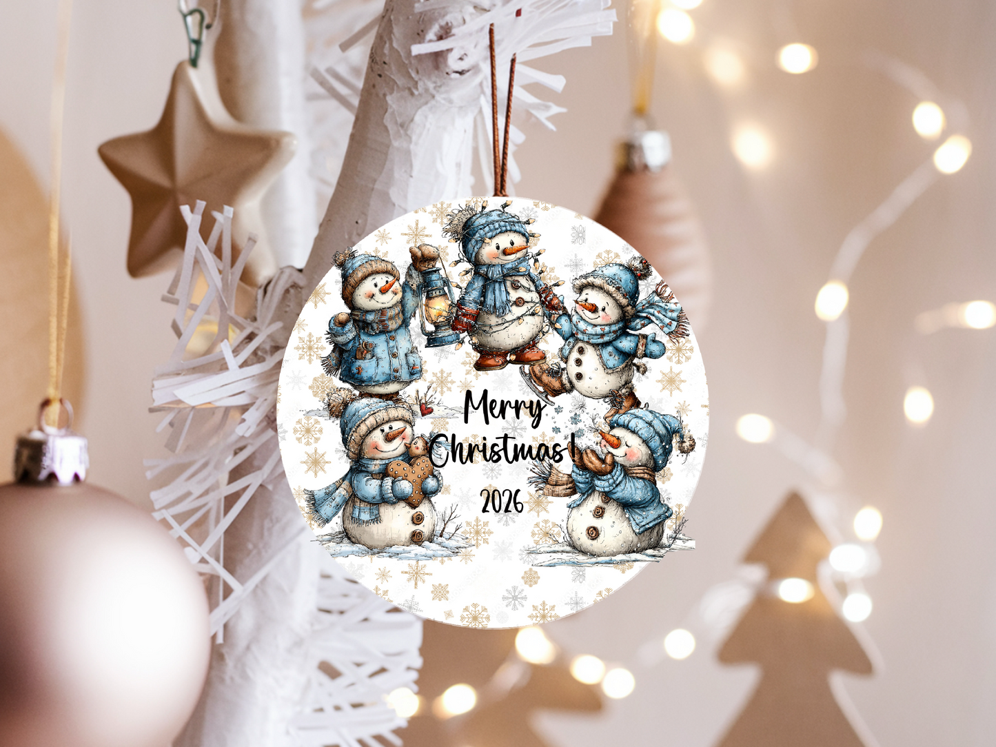 Personalized Whimsical Snowman Ornament • Custom Name Christmas Ornament • Merry Christmas 2026 Holiday Gift (2025-09)
