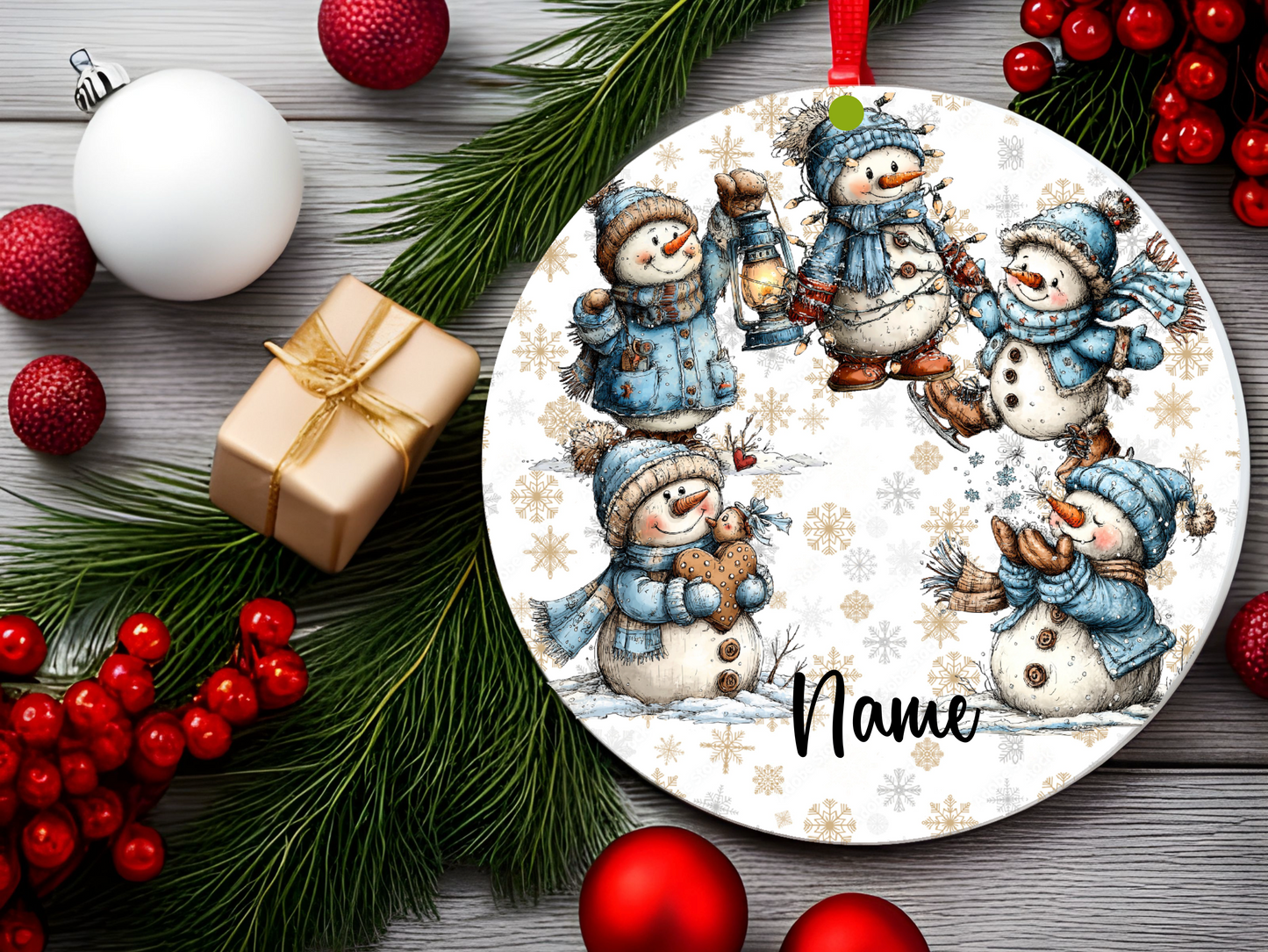 Personalized Whimsical Snowman Ornament • Custom Name Christmas Ornament • Merry Christmas 2026 Holiday Gift (2025-09)