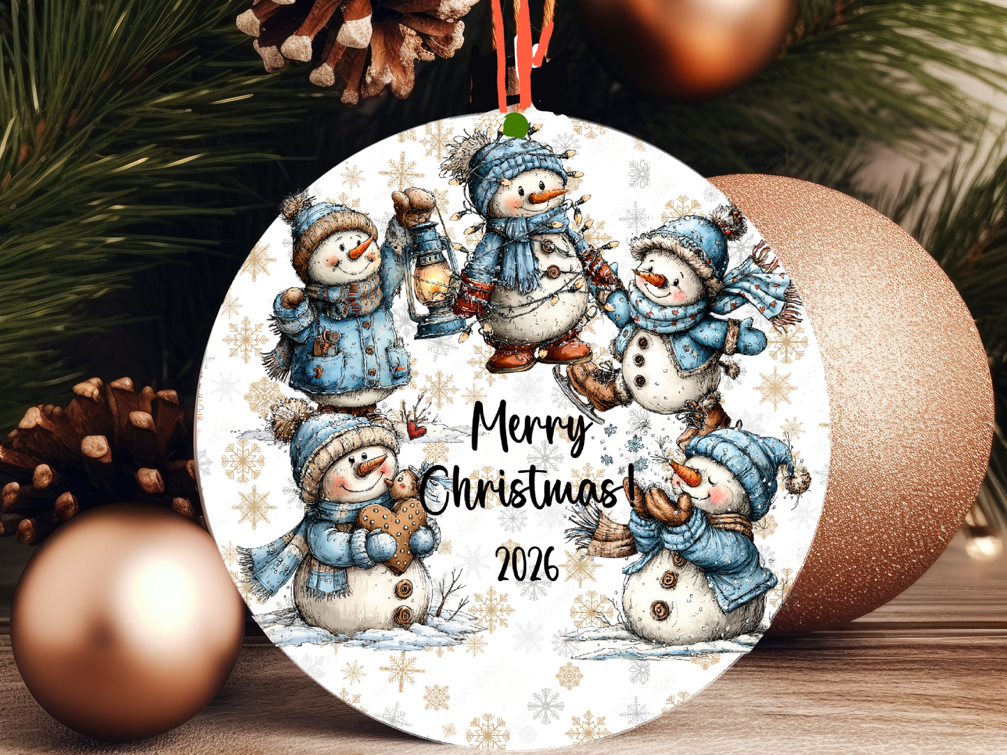 Personalized Whimsical Snowman Ornament • Custom Name Christmas Ornament • Merry Christmas 2026 Holiday Gift (2025-09)