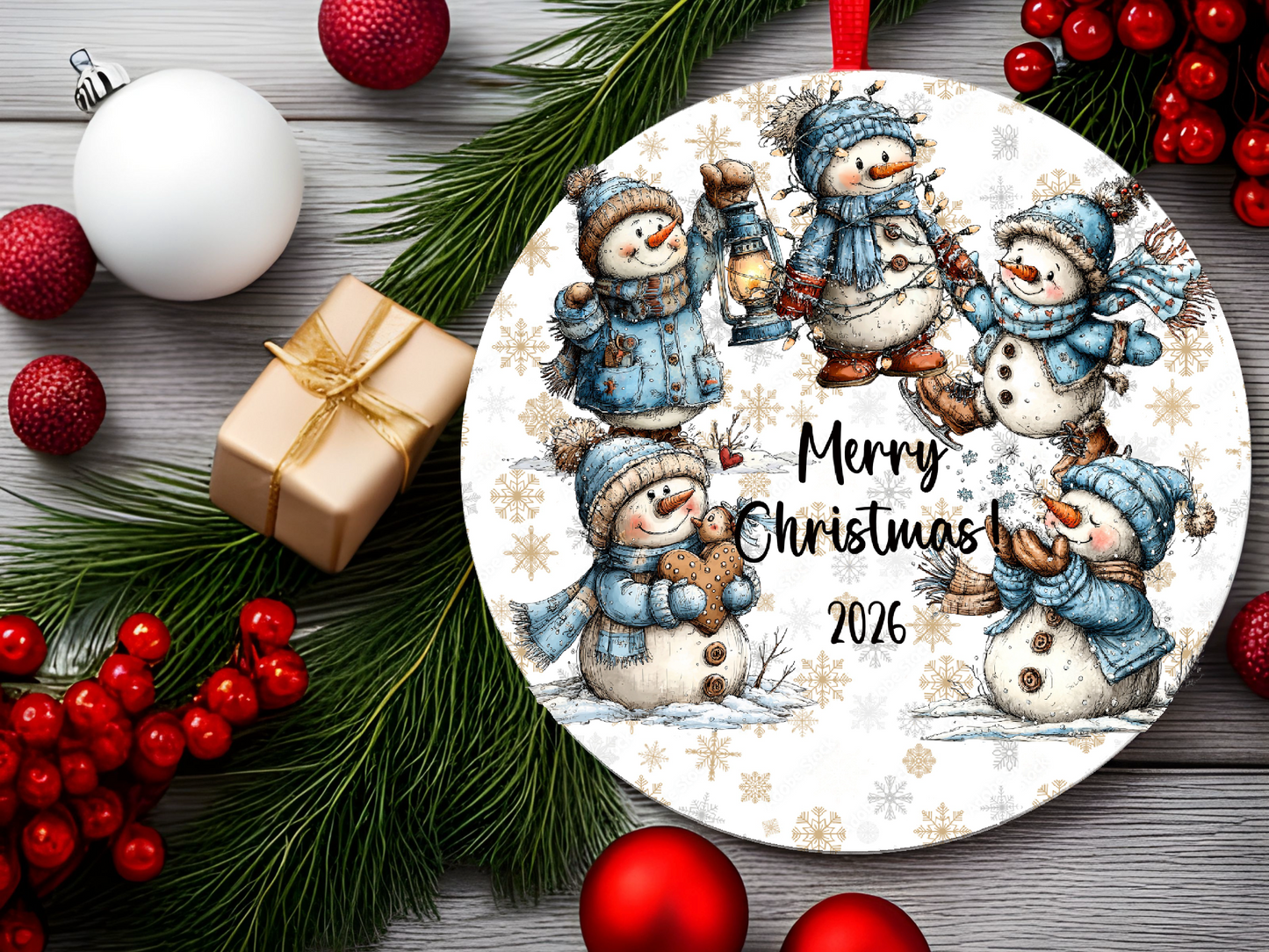 Personalized Whimsical Snowman Ornament • Custom Name Christmas Ornament • Merry Christmas 2026 Holiday Gift (2025-09)