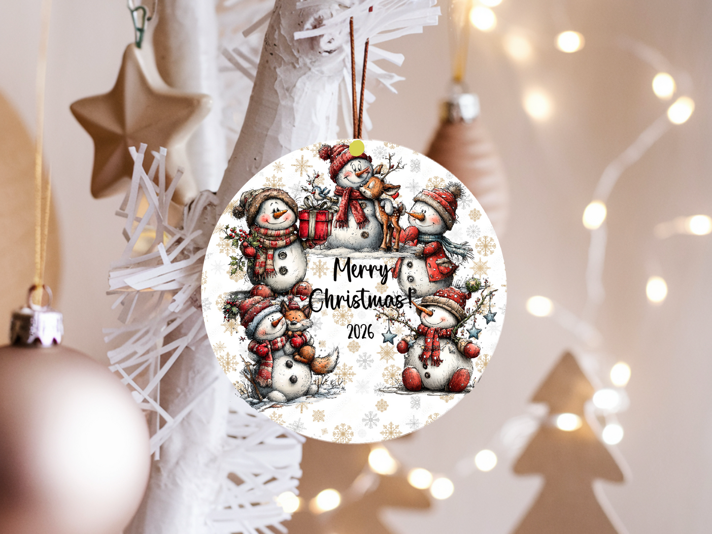 Personalized Whimsical Snowman Ornament • Custom Name Christmas Ornament • Merry Christmas 2026 Holiday Gift (2025-18)