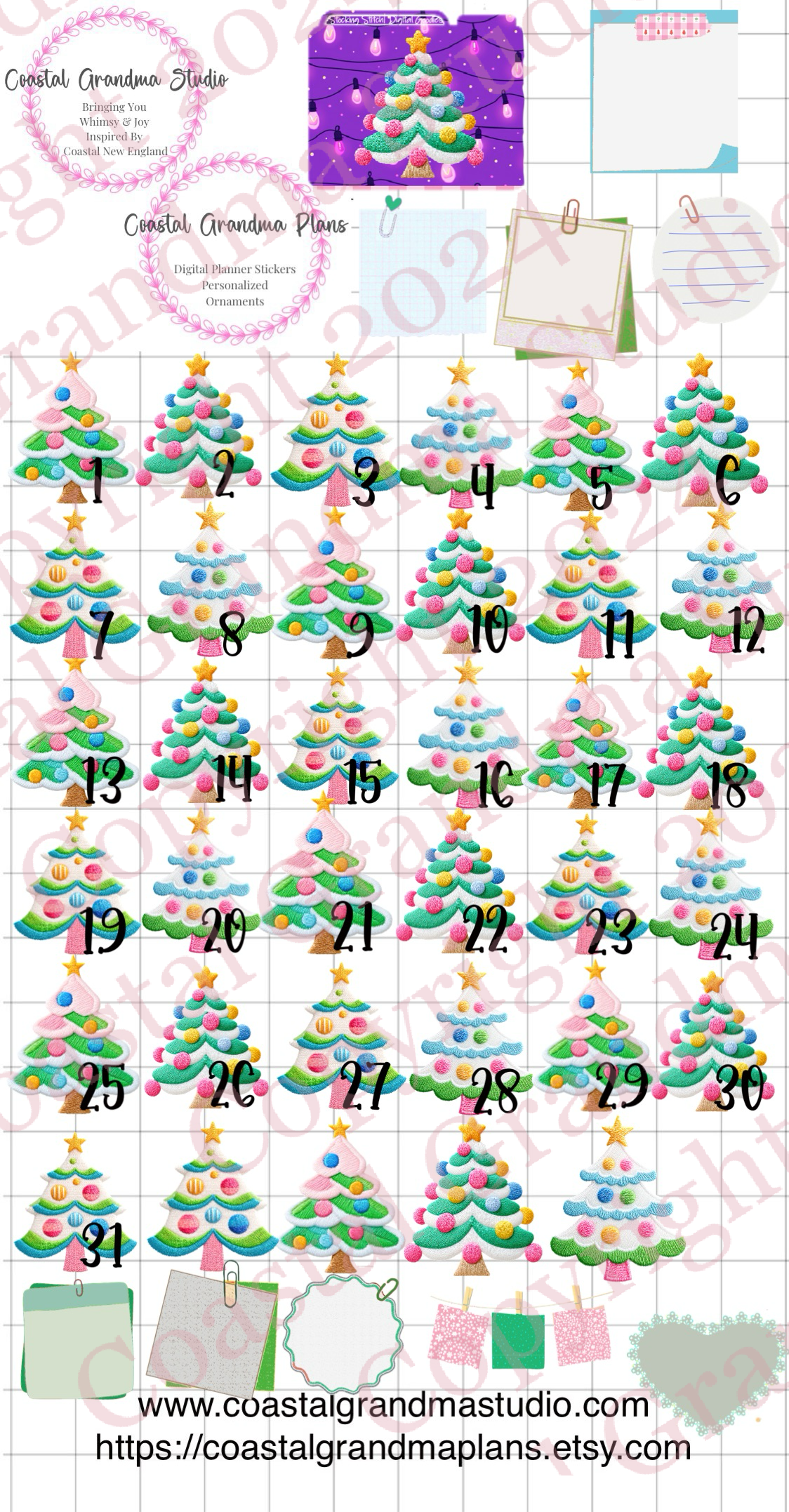 Festive Stitch! GoodNotes Sticker Bundle – Digital Planner Stickers for iPad, Pre-Cropped Aesthetic Stickers Pack (11000-BU)