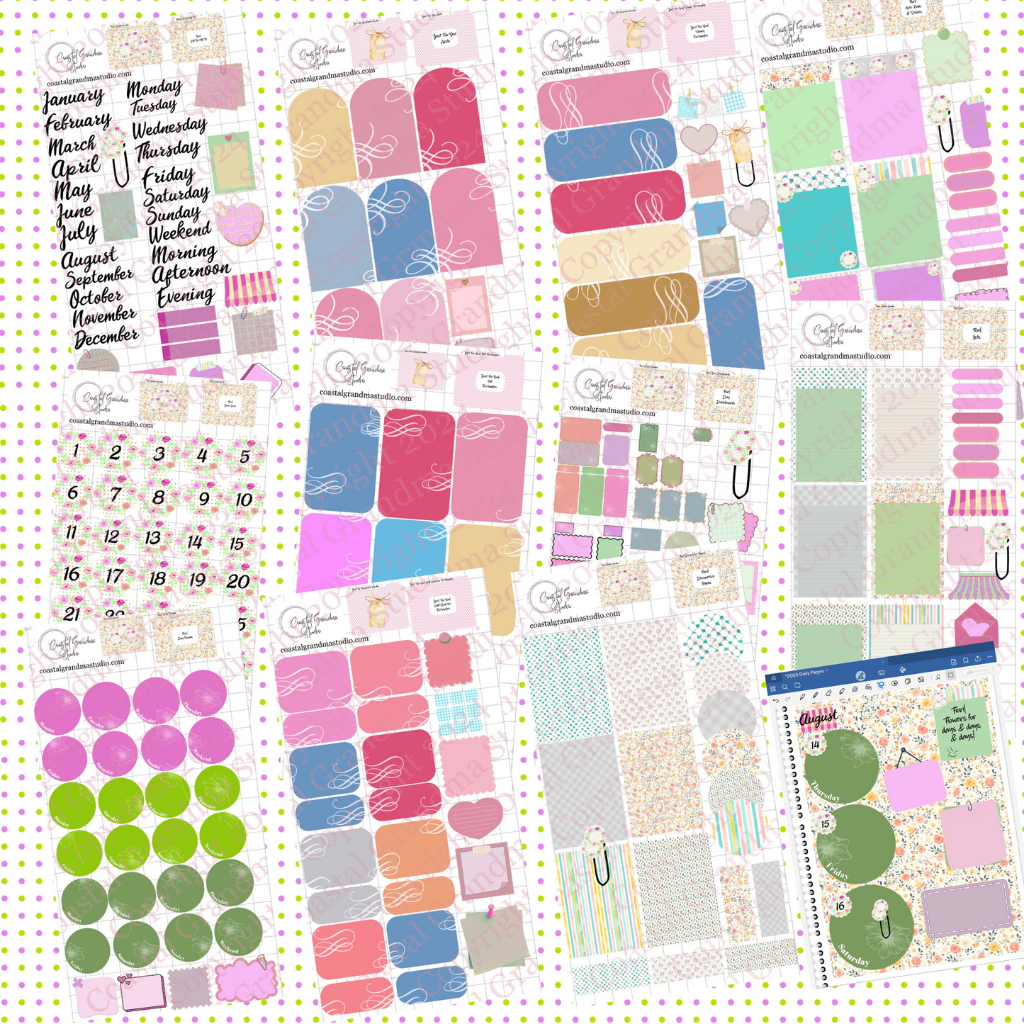 NEW! Fiori! Pre-Cropped Digital Sticker Bundle (7400-BU)