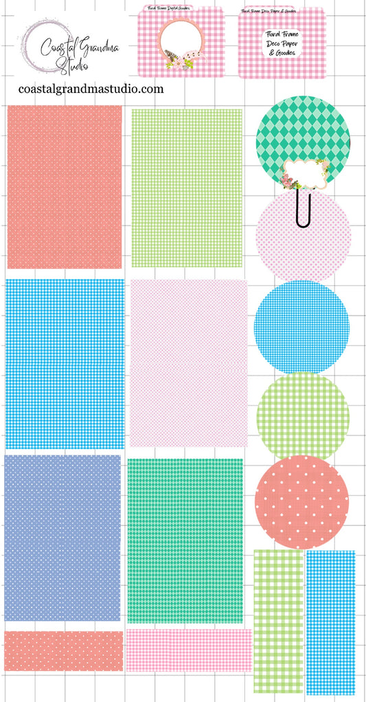 Floral Frame! Decorative Papers & Goodies Download Pre-Cropped Stickers For Goodnotes (4600-PG)