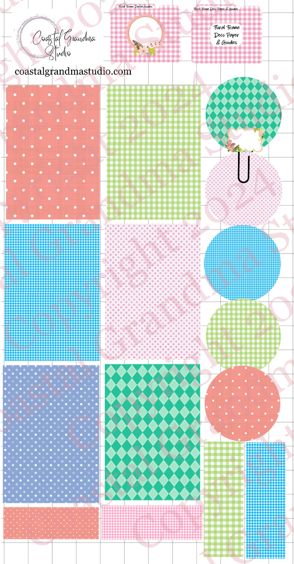 Floral Frame! Decorative Papers & Goodies Download Pre-Cropped Stickers For Goodnotes (4600-PG)