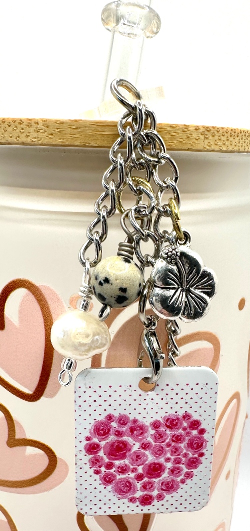 Pretty In Pink Personalized Straw/Cup Charm (1594-CC)