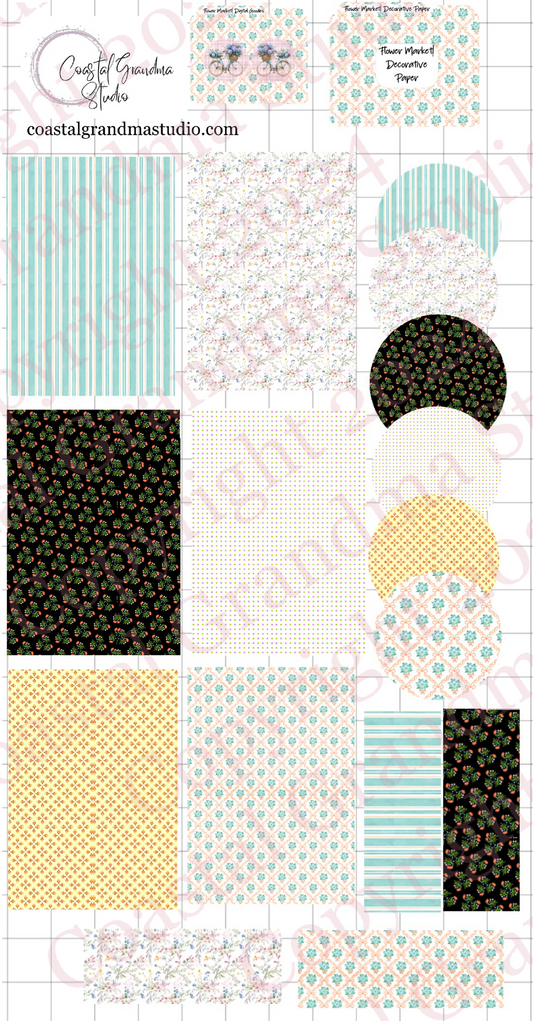 Flower Market! Decorative Papers & Goodies Digital Pre-Cropped Stickers For Goodnotes (7200-PG)