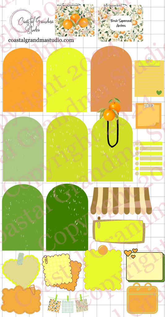 Fresh Squeezed! Arches Digital Pre-Cropped Stickers For Goodnotes (7500-A)