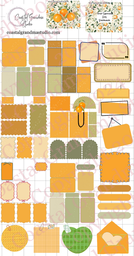Fresh Squeezed! Day Dashboards Digital Pre-Cropped Stickers For Goodnotes (7500-DDA)
