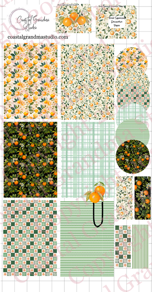 Fresh Squeezed! Decorative Papers & Goodies Digital Pre-Cropped Stickers For Goodnotes (7500-PG)
