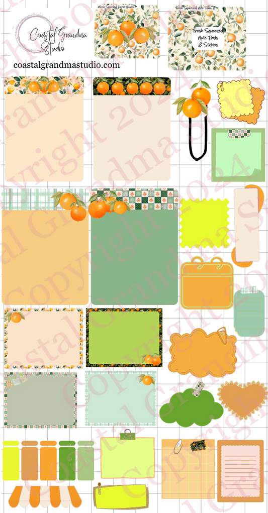 Fresh Squeezed! Note Pads & Stickers Digital Pre-Cropped Stickers For Goodnotes (7500-NP)
