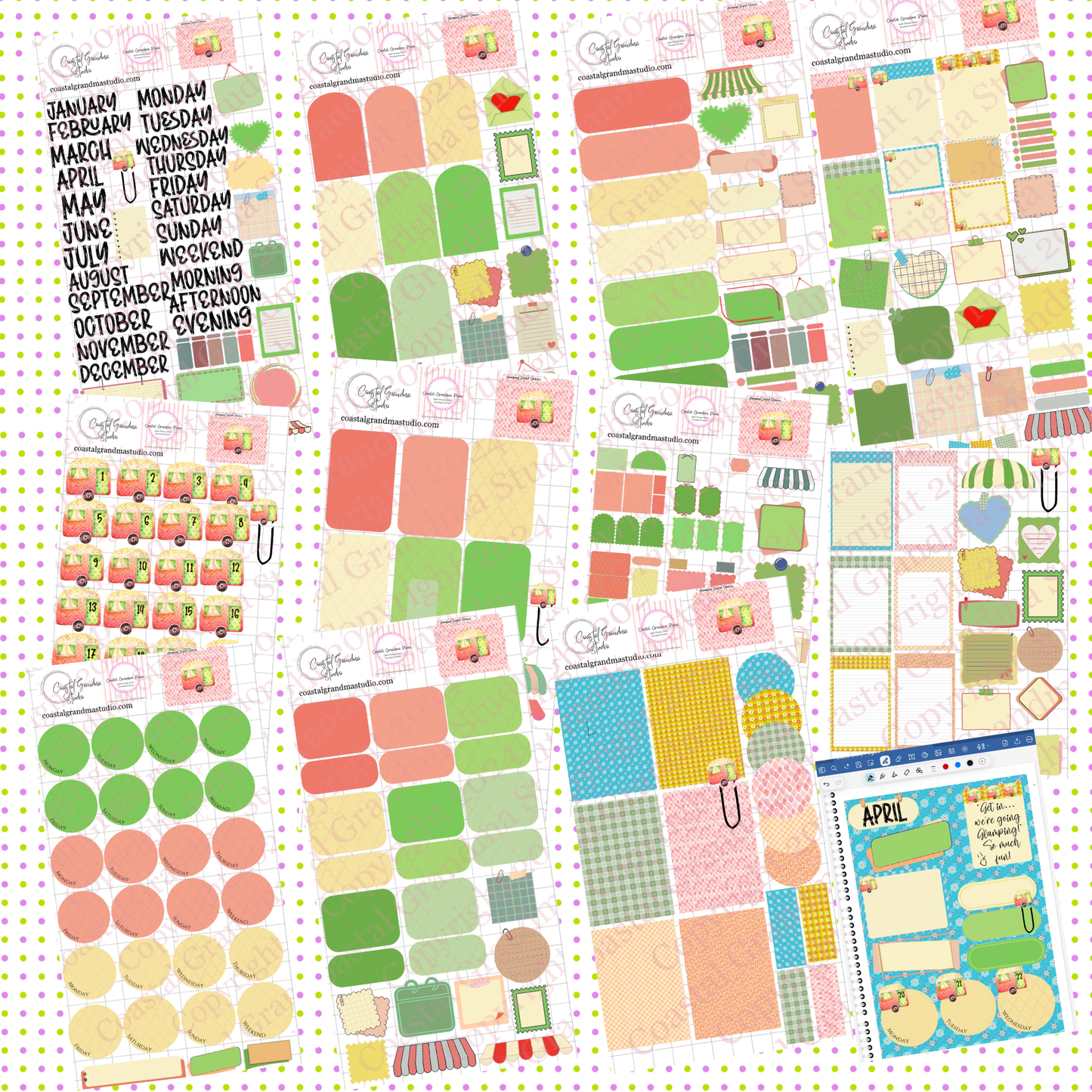 Cape Cod Stitching! GoodNotes Sticker Bundle – Digital Planner Stickers for iPad, Pre-Cropped Aesthetic Stickers Pack (8600-BU)