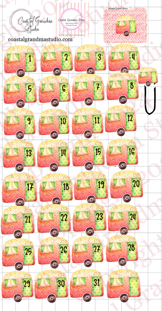 Glamping! GoodNotes Sticker Bundle – Digital Planner Stickers for iPad, Pre-Cropped Aesthetic Stickers Pack (8500-BU)