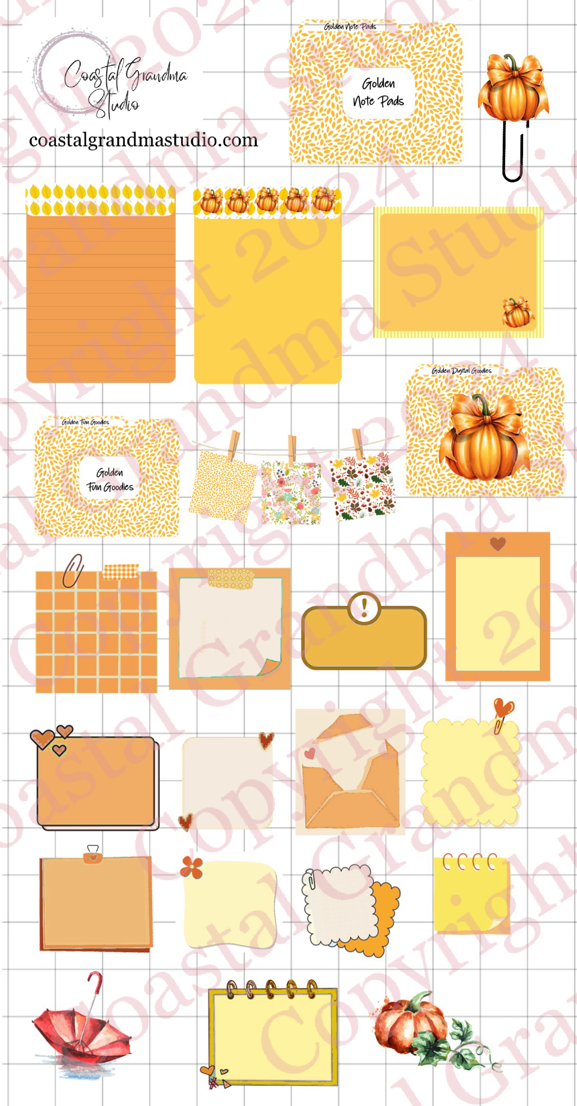 Golden!  Note Pads & Stickers Download Pre-Cropped Stickers For Goodnotes (4100-NP)