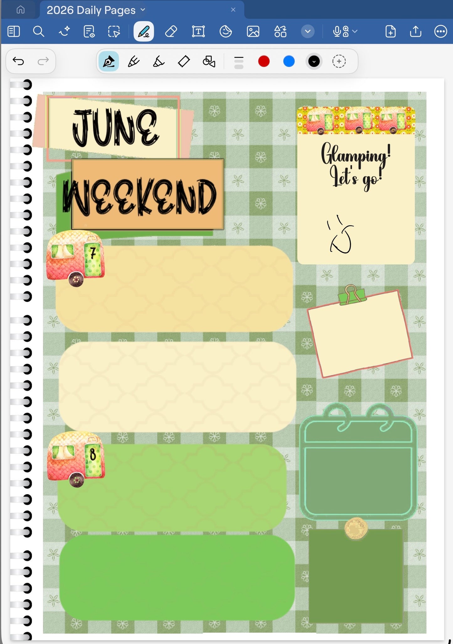 Glamping! GoodNotes Sticker Bundle – Digital Planner Stickers for iPad, Pre-Cropped Aesthetic Stickers Pack (8500-BU)