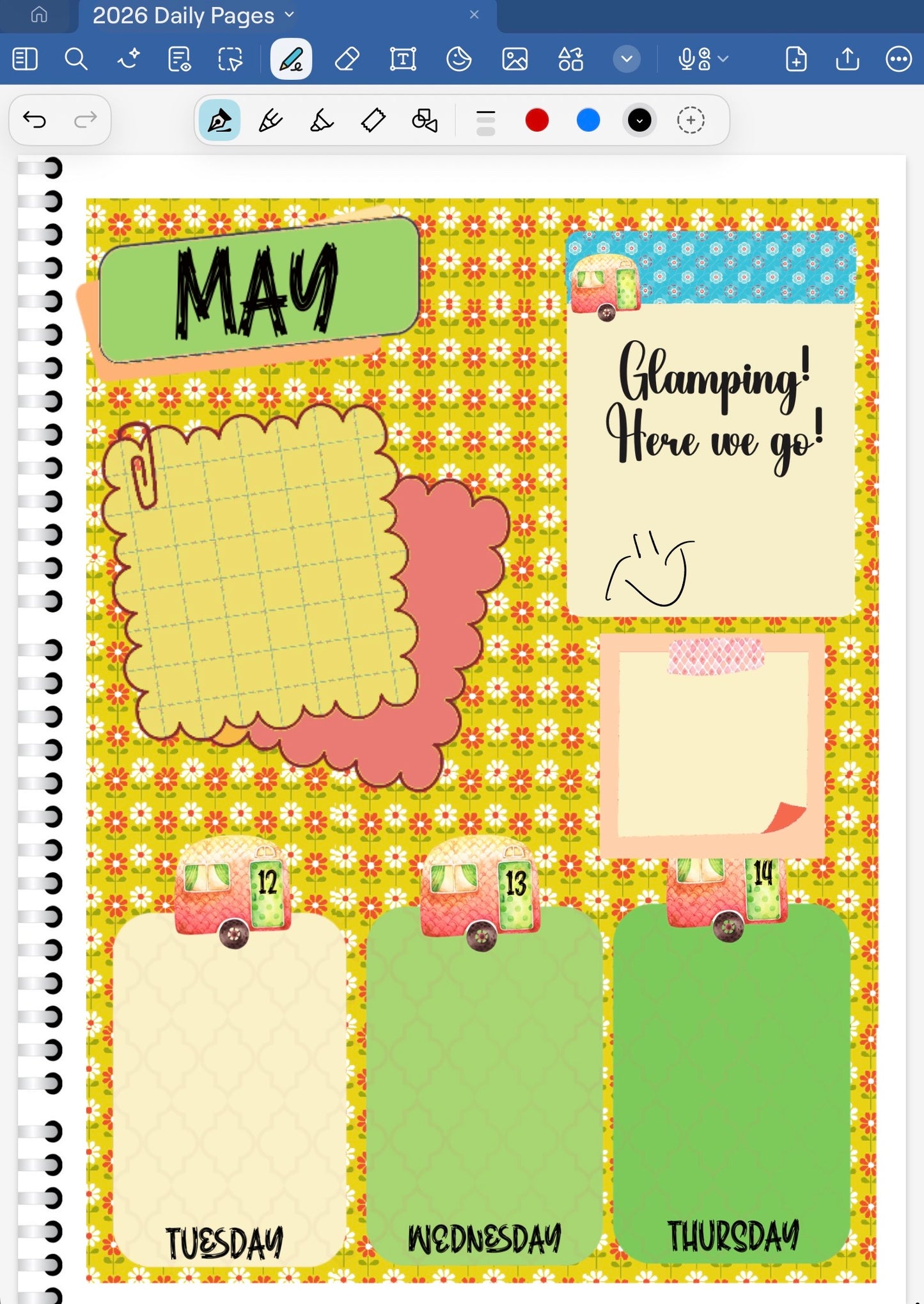 Glamping! GoodNotes Sticker Bundle – Digital Planner Stickers for iPad, Pre-Cropped Aesthetic Stickers Pack (8500-BU)