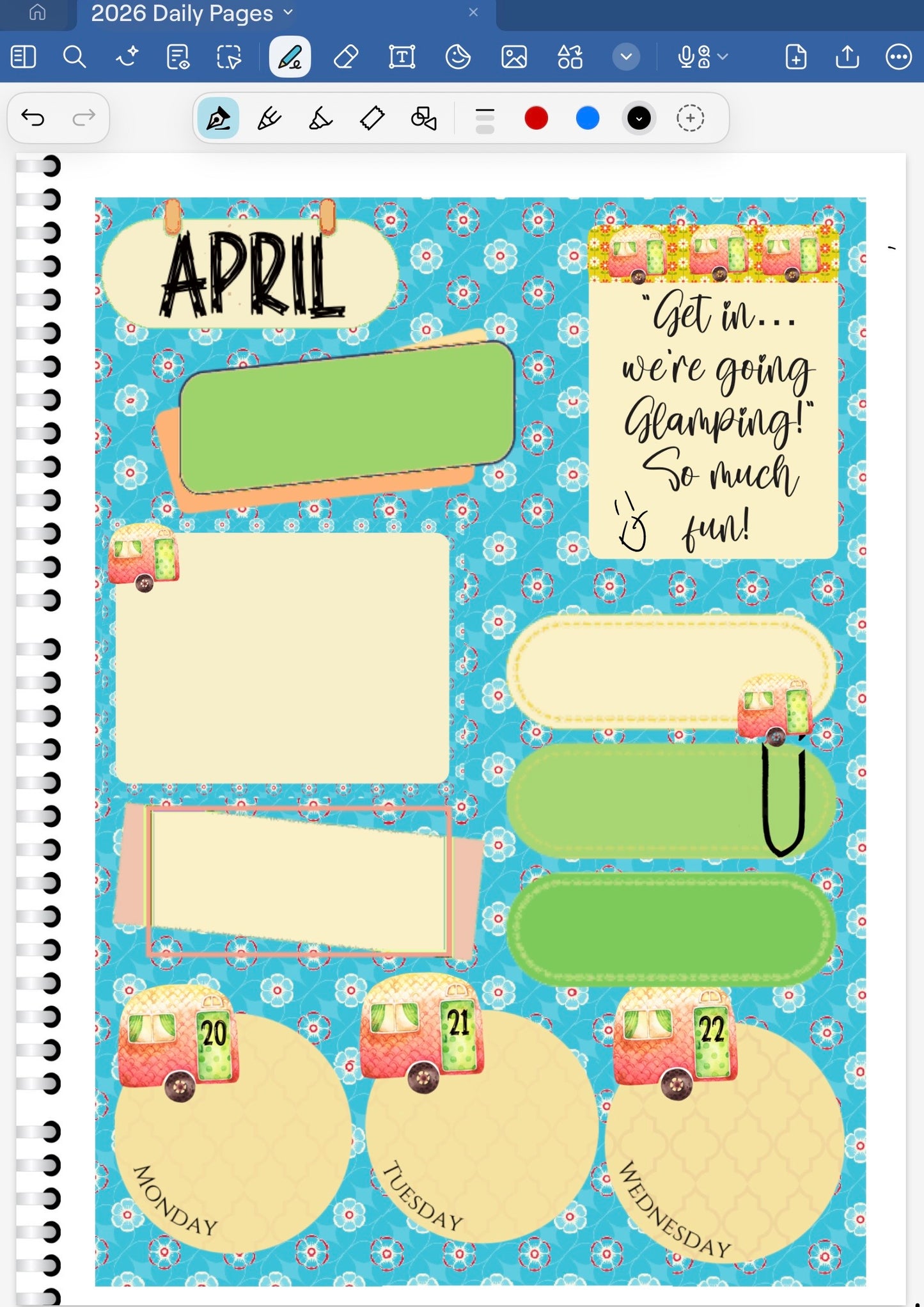 Glamping! GoodNotes Sticker Bundle – Digital Planner Stickers for iPad, Pre-Cropped Aesthetic Stickers Pack (8500-BU)