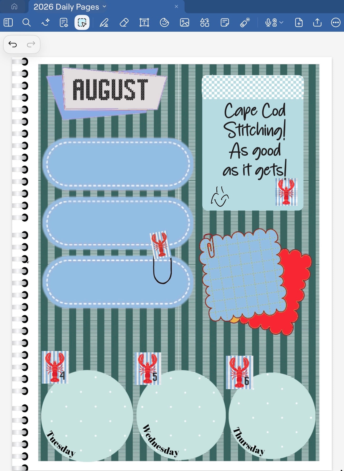 Cape Cod Stitching! GoodNotes Sticker Bundle – Digital Planner Stickers for iPad, Pre-Cropped Aesthetic Stickers Pack (8600-BU)