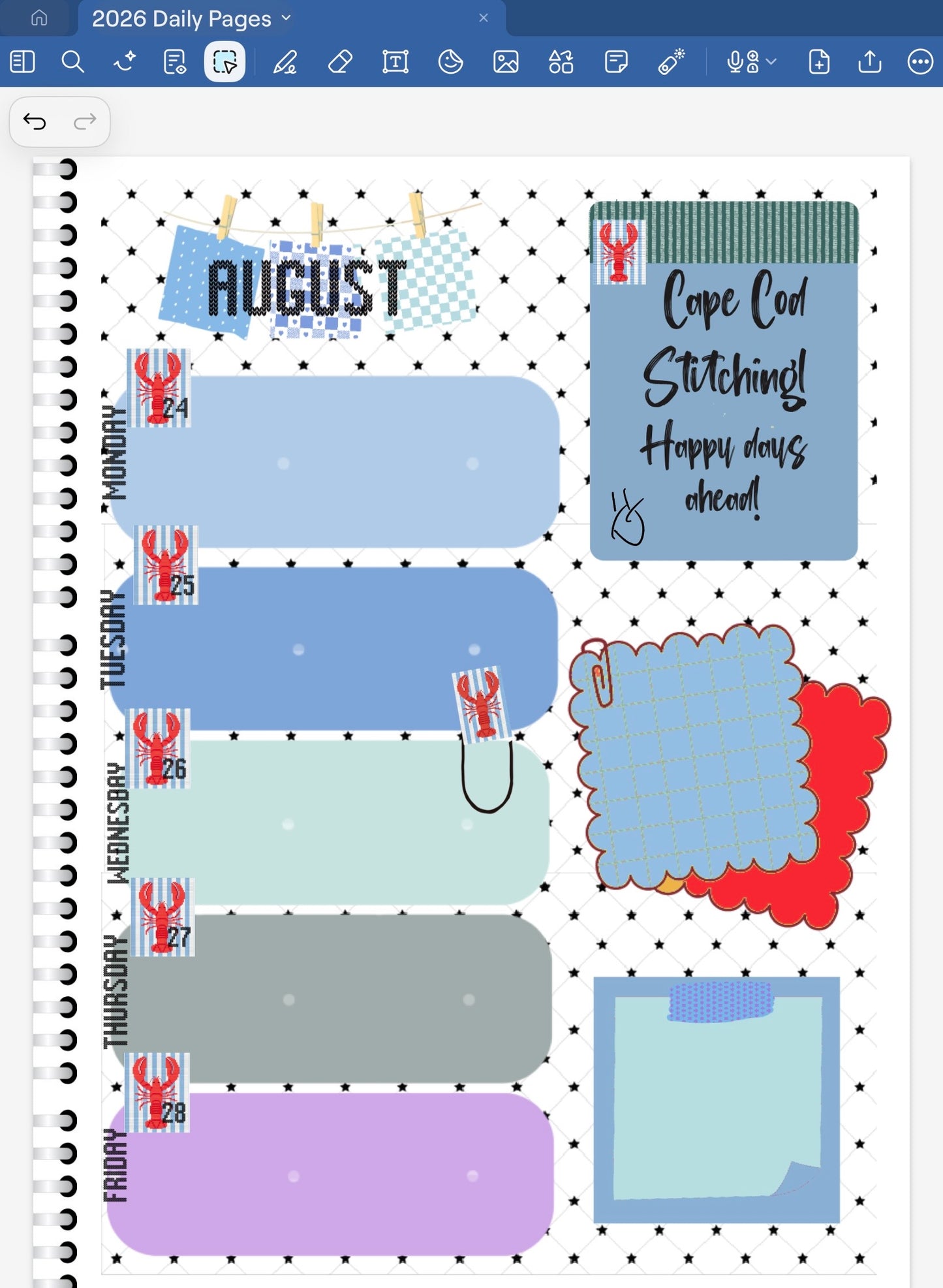 Cape Cod Stitching! GoodNotes Sticker Bundle – Digital Planner Stickers for iPad, Pre-Cropped Aesthetic Stickers Pack (8600-BU)