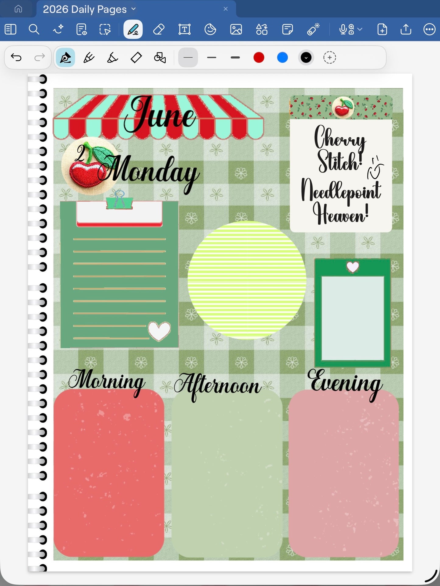 Cherry Stitch! GoodNotes Sticker Bundle – Digital Planner Stickers for iPad, Pre-Cropped Aesthetic Stickers Pack (8700-BU)