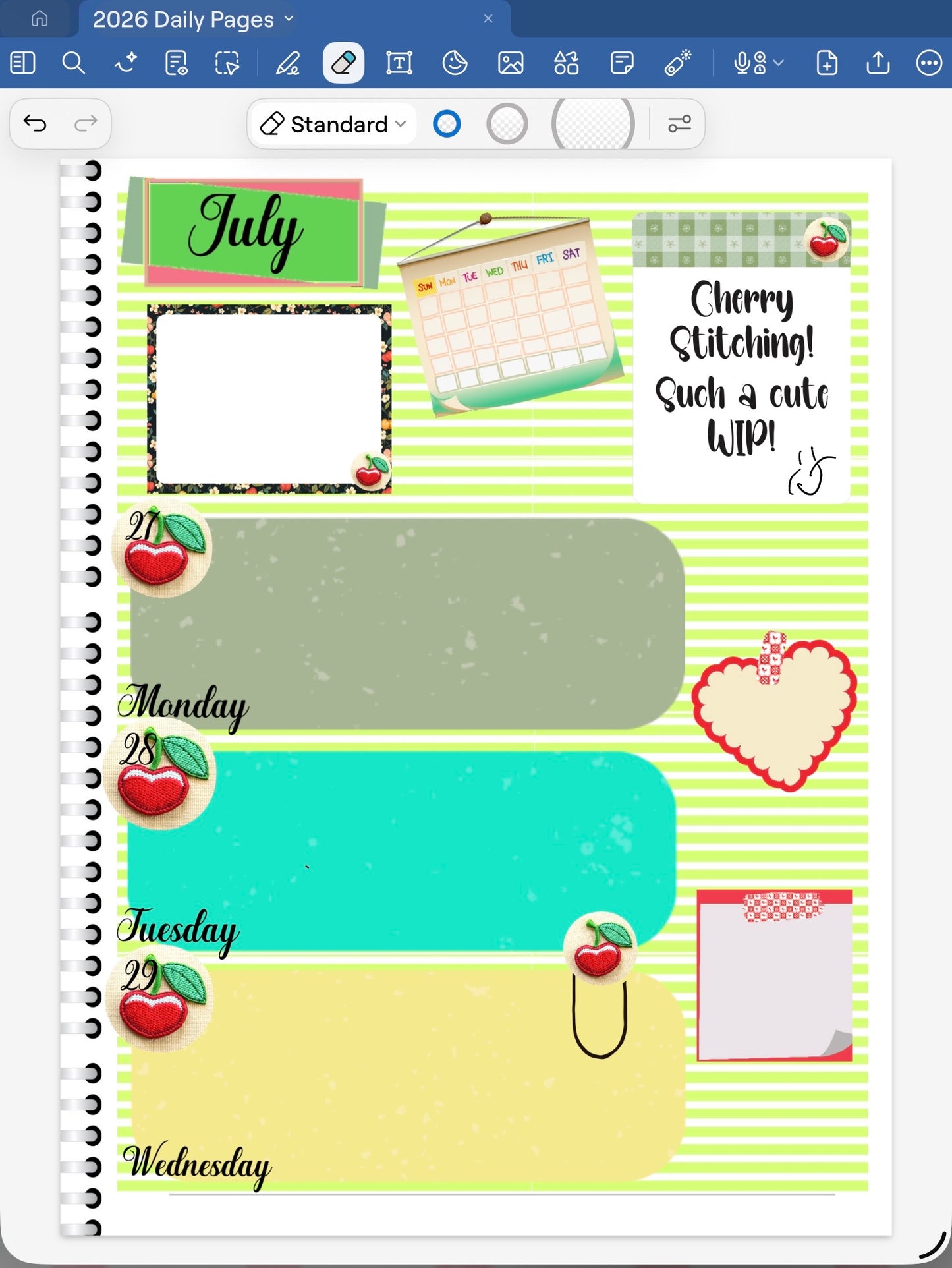 Cherry Stitch! GoodNotes Sticker Bundle – Digital Planner Stickers for iPad, Pre-Cropped Aesthetic Stickers Pack (8700-BU)