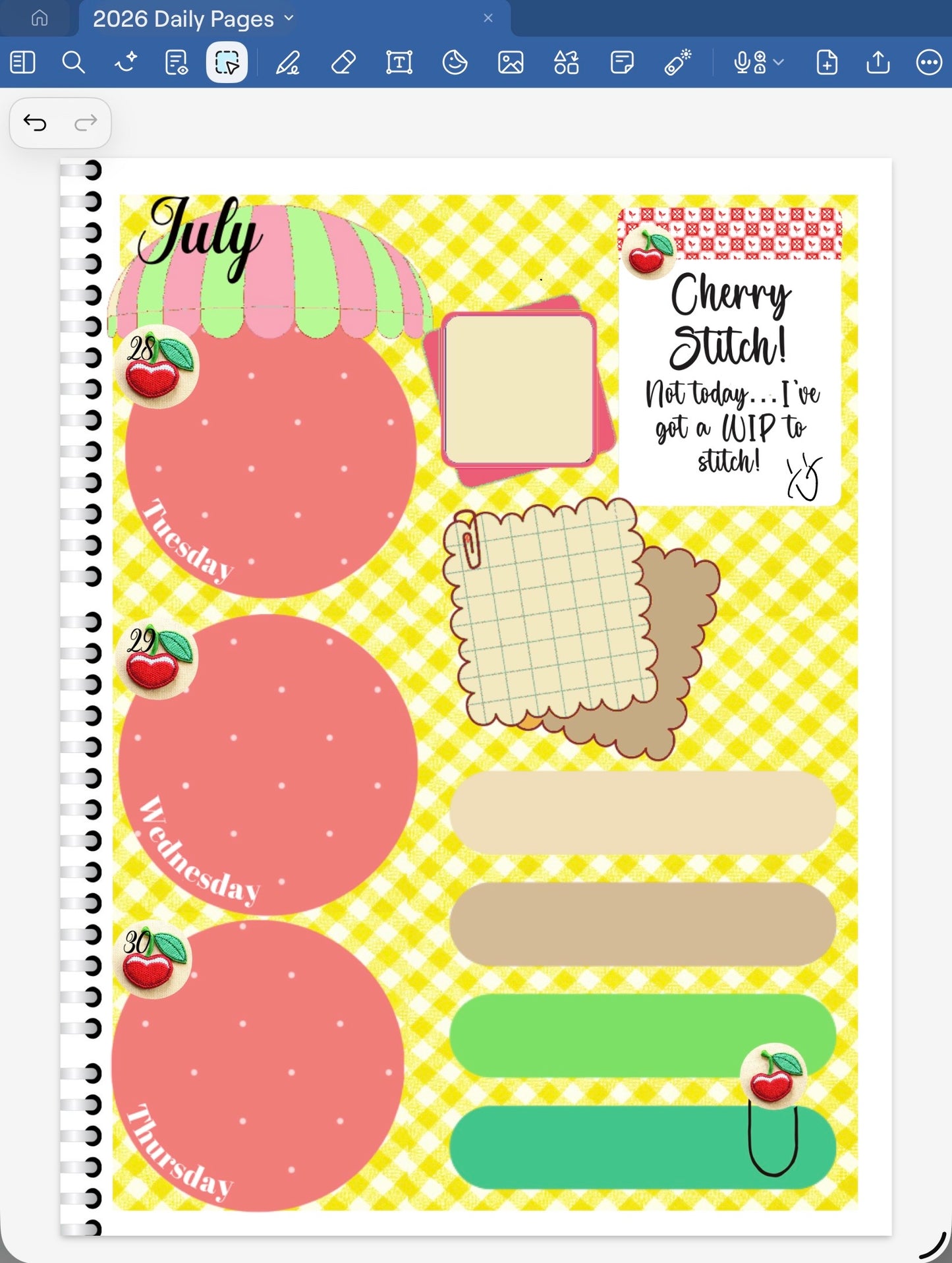 Cherry Stitch! GoodNotes Sticker Bundle – Digital Planner Stickers for iPad, Pre-Cropped Aesthetic Stickers Pack (8700-BU)
