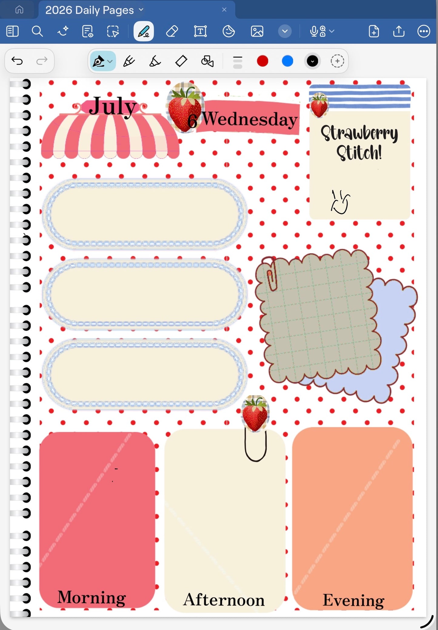 Strawberry Stitch! GoodNotes Sticker Bundle – Digital Planner Stickers for iPad, Pre-Cropped Aesthetic Stickers Pack (8800-BU)